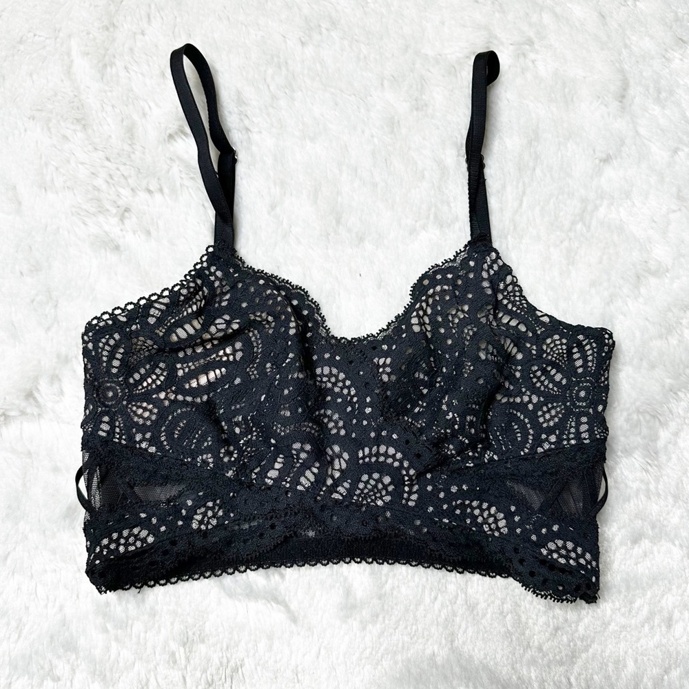 Victoria’s Secret Dream Angels Lace Overlay Bralette Black Women’s Sz XS